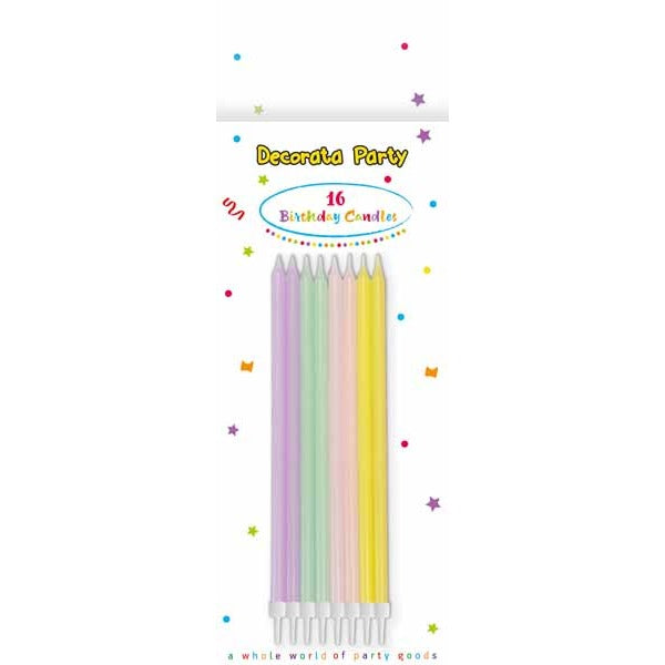 CANDLES 5.7" W/HOLDE RS PASTEL COLOUR 16P