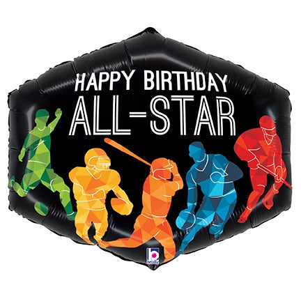 All Star Sports Birthday 30-Inch Shaped Foil Balloon