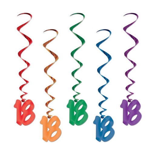 Vibrant Whirl Delights Assorted 18-Inch Swirl Decorations in Multicolor (5/Pk)
