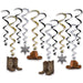 Western Whirls Hanging Decorations, 12 Pack