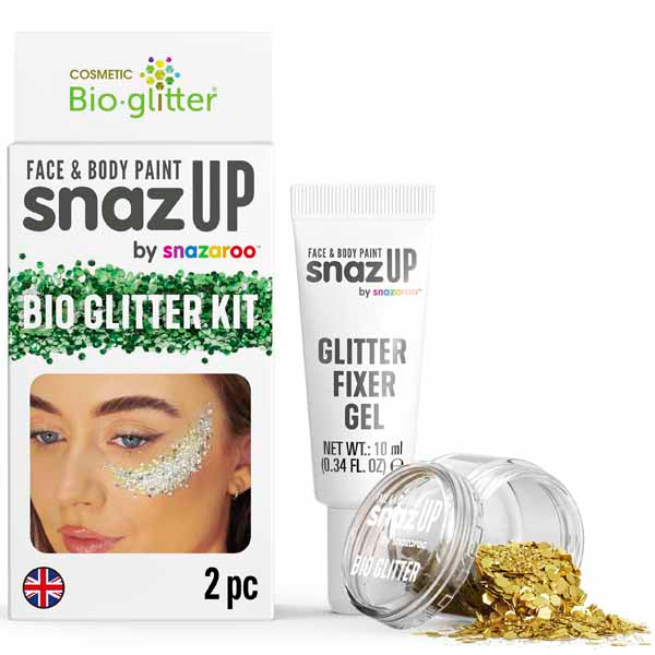 Snazaroo Gold Bio Glitter Kit with Fixer Gel
