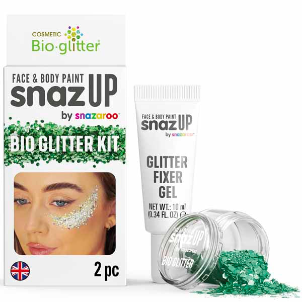 Snazaroo Green Bio Glitter Kit with Fixer Gel
