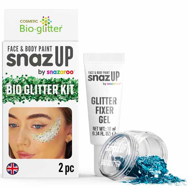 Snazaroo Sky Blue Bio Glitter Kit with Fixer Gel