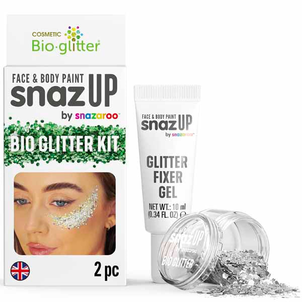 Snazaroo Silver Bio Glitter Kit with Fixer Gel