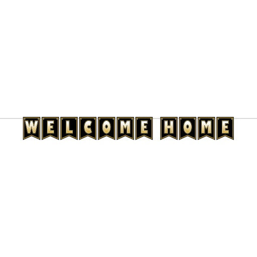 Black & Gold Welcome Home Streamer, 6" x 7'