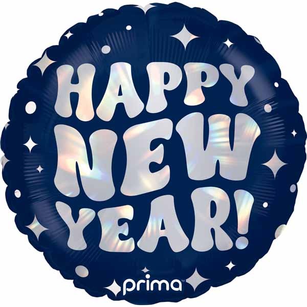 Prima Happy New Year Holographic Foil Balloon, 18 Inch