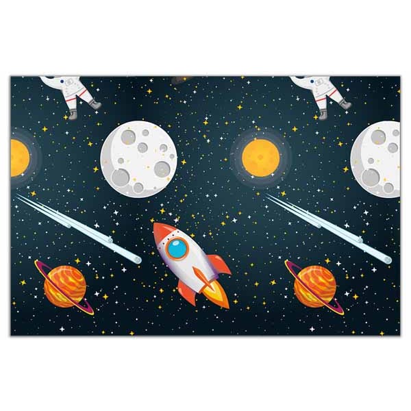 Rocket Space Plastic Tablecover, 47 x 70 Inches