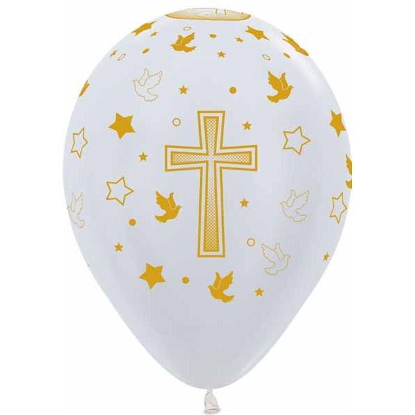 Sempertex Communion Cross 11-Inch Latex Balloons, 50 Count