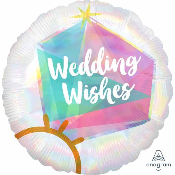 Wedding Ring 18-Inch Round Holographic Foil Balloon
