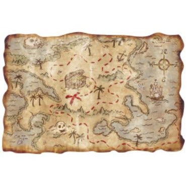 Plastic Pirate Treasure Map, 12 x 18 Inches
