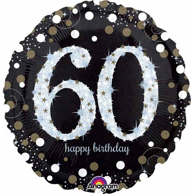 Sparkling 60th Birthday 18-Inch Round Foil Balloon