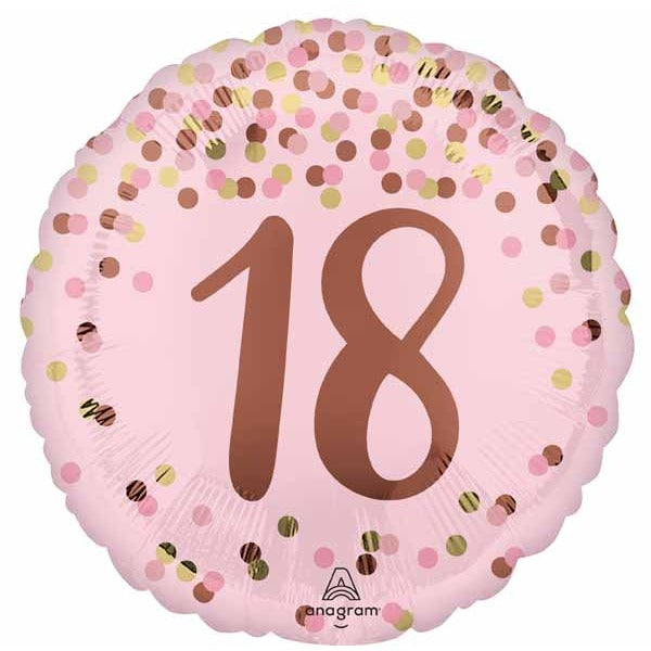 Pretty Pink 18th Birthday Round Foil Balloon, 18 Inch