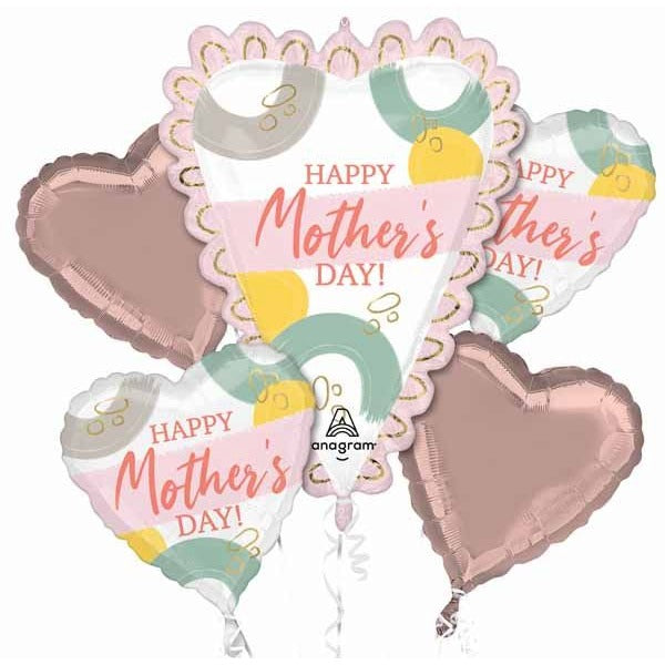 Happy Mother's Day Sketched Hearts Foil Balloon Bouquet