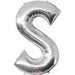 34-Inch Silver Letter S Foil Balloon