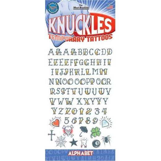 Tinsley Transfers Knuckles Alphabet Temporary Tattoos
