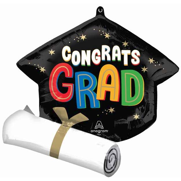 Bright Congrats Grad 25" Shaped Foil Balloon