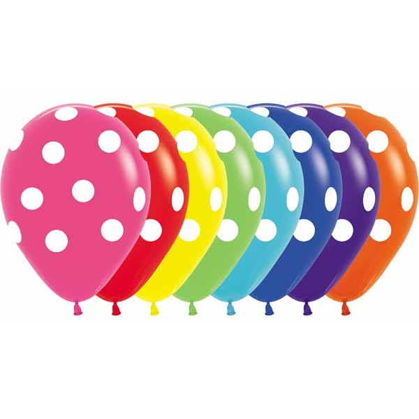 Sempertex 11-Inch Assorted Polka Dot Latex Balloons, 50 Count