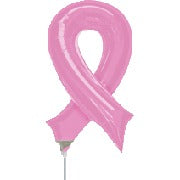 14-Inch Pink Ribbon Air-Fill Foil Balloon