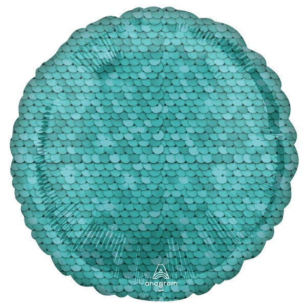 Ocean Blue Sequins 18-Inch Round Foil Balloon