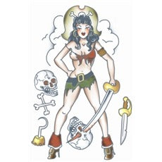 Tinsley Transfers Pirate Pin-Up Temporary Tattoo