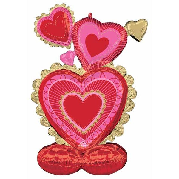 50-Inch Scalloped Hearts AirLoonz Foil Balloon