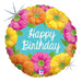 Bright Birthday Blooms 18-Inch Round Holographic Foil Balloon