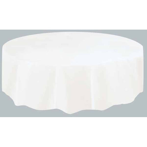 84" ROUND TABLECOVER WHITE 1PK