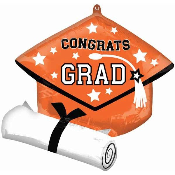 True to School Orange 25-Inch Graduation Foil Balloon