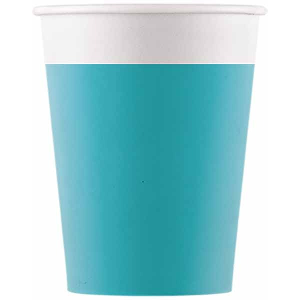 PAPER CUPS 7OZ 8/PK SOLID TURQUOISE
