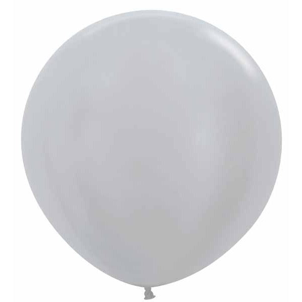 Sempertex Satin Silver 36 Inch Latex Balloons, 2 Pack