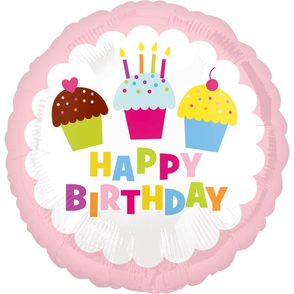 Colourful Cupcakes Happy Birthday 18-Inch Foil Balloon