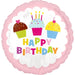 Colourful Cupcakes Happy Birthday 18-Inch Foil Balloon