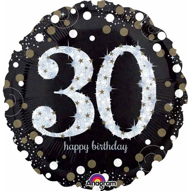 Sparkling 30th Birthday 18-Inch Holographic Foil Balloon