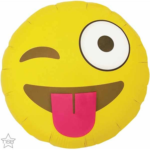 Winking Emoticon 18-Inch Round Foil Balloon