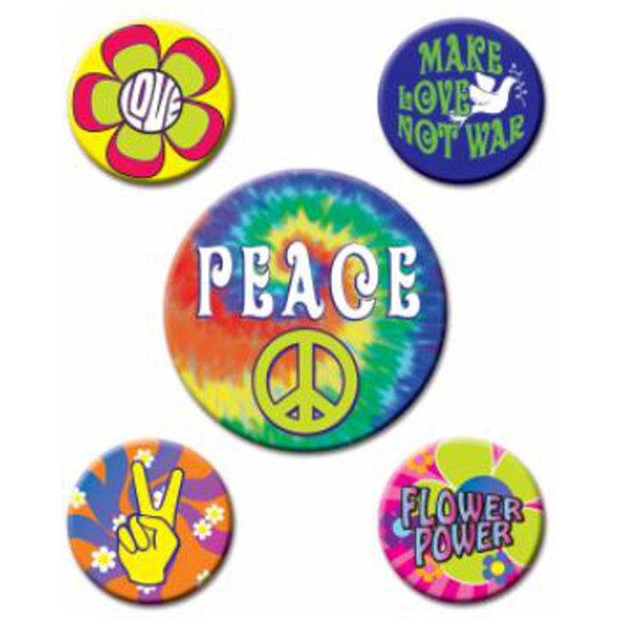 60'S Party Buttons 5/Pkg