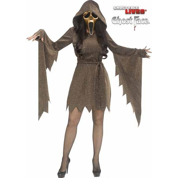 Gold Shimmer Ghost Face Adult Costume, M/L (10-14)