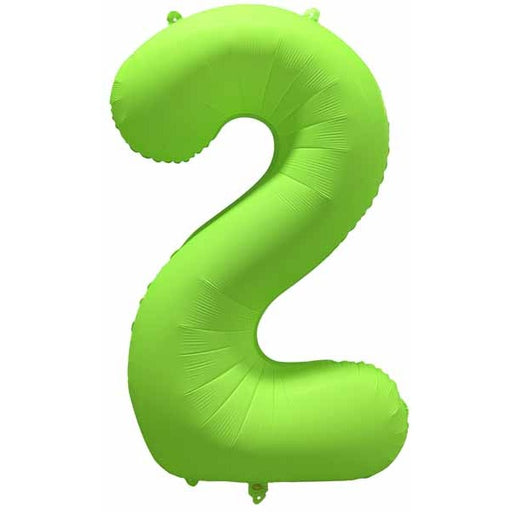 Decochamp 34-Inch Neon Green Number 2 Balloon