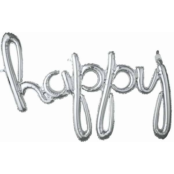 Silver Happy Script Balloon