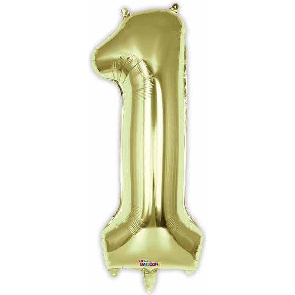 34-Inch Number 1 Balloon in White Gold