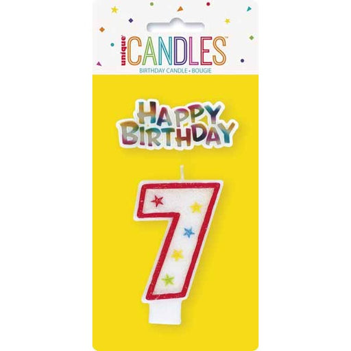Number 7 Glitter Birthday Candle
