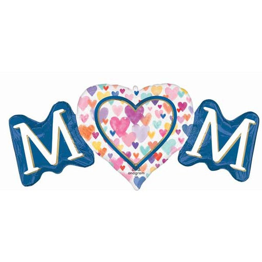 Mom Sprinkled Hearts 40" Shaped Foil Balloon