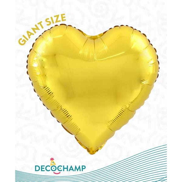 DecoChamp DecoHeart Gold Heart Foil Balloon, 68 Inch
