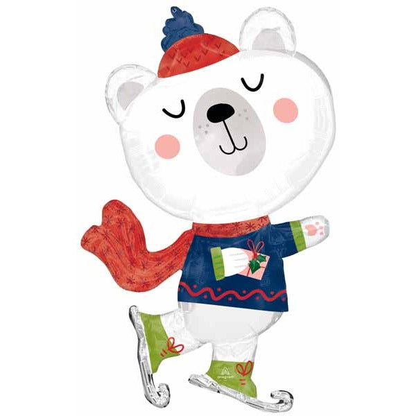 Skating Bear Shaped Foil Balloon, 36 Inch