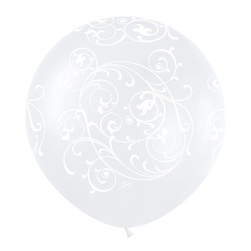 36-Inch Pearl White All-Over Filigree Latex Balloon