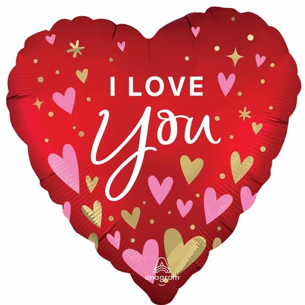 I Love You Heartfelt Elegance 18-Inch Heart Foil Balloon