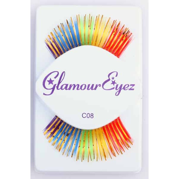 Glamour Eyez Rainbow False Eyelashes with Gold