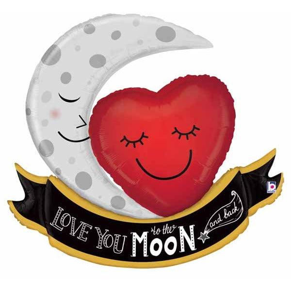Vintage Moon & Back Love 42" Foil Balloon