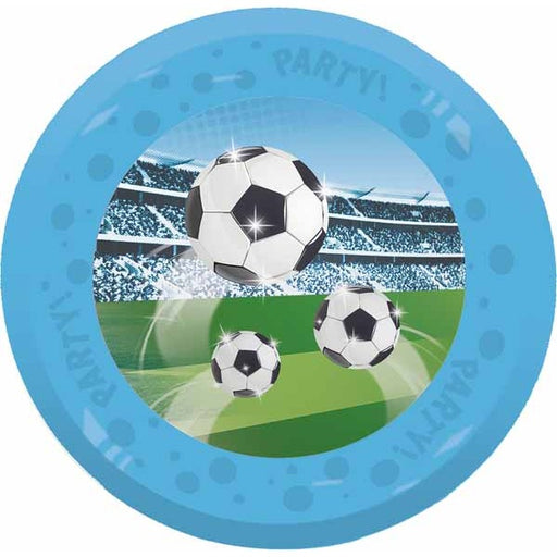 PARTY REUSE PLATES 8" 4/P SOCCER FANS