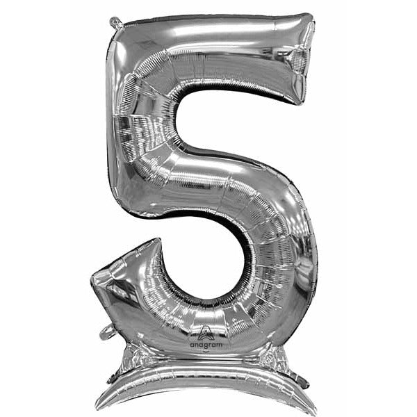 50-Inch Silver Number 5 Stand-Up Balloon