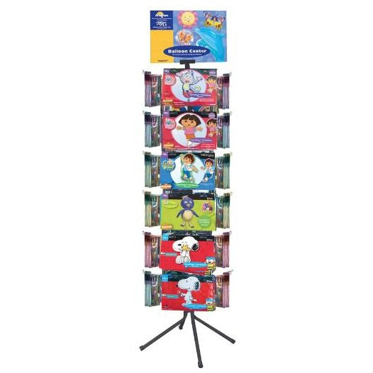 Black 48-Peg 4-Panel Balloon Floor Spinner Rack